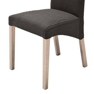 Gestoffeerde stoelen Foxa (set van 2) geweven stof - Grijsbruin/Sonoma eikenhout