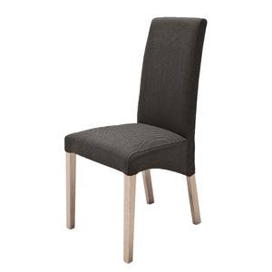 Gestoffeerde stoelen Foxa (set van 2) geweven stof - Grijsbruin/Sonoma eikenhout