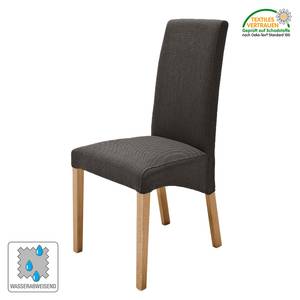 Gestoffeerde stoelen Foxa (set van 2) geweven stof - Grijsbruin/eikenhout
