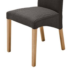 Gestoffeerde stoelen Foxa (set van 2) geweven stof - Grijsbruin/eikenhout