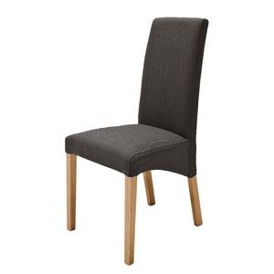 Gestoffeerde stoelen Foxa (set van 2) geweven stof - Grijsbruin/eikenhout