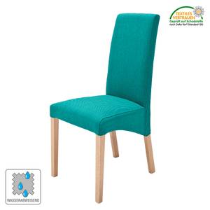 Chaises capitonnée Foxa (lot de 2) Textile - Bleu pétrole / Hêtre