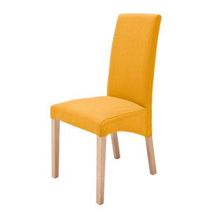 Gestoffeerde stoelen Foxa (set van 2) geweven stof - Kerriegeel/natuurlijk beukenhoutkleurig