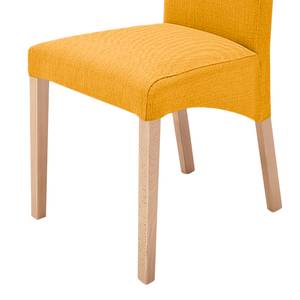 Gestoffeerde stoelen Foxa (set van 2) geweven stof - Kerriegeel/natuurlijk beukenhoutkleurig