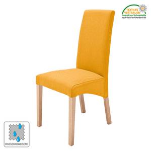 Chaises capitonnée Foxa (lot de 2) Textile - Curry / Hêtre naturel