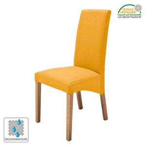 Gestoffeerde stoelen Foxa (set van 2) geweven stof - Kerriegeel/massief eikenhoutkleurig