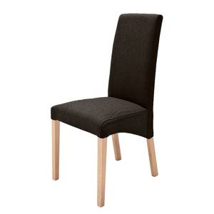 Gestoffeerde stoelen Foxa (set van 2) geweven stof - Donkerbruin/beukenhoutkleurig