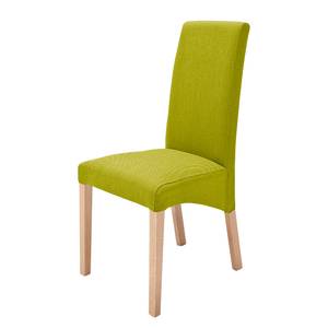 Chaises capitonnée Foxa (lot de 2) Textile - Vert kiwi / Hêtre naturel