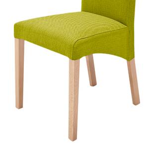 Gestoffeerde stoelen Foxa (set van 2) geweven stof - Kiwigroen/natuurkleurig beukenhout