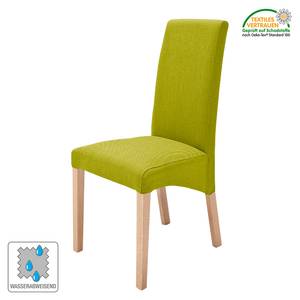 Gestoffeerde stoelen Foxa (set van 2) geweven stof - Kiwigroen/natuurkleurig beukenhout