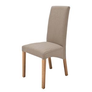 Gestoffeerde stoelen Foxa (set van 2) geweven stof - Taupe/eikenhout