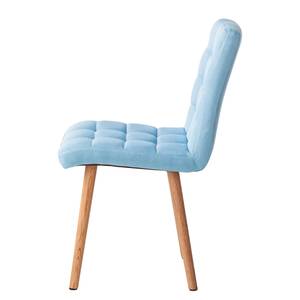 Gestoffeerde stoel Doskie I geweven stof/massief eikenhout - Geweven stof Zea: Pastelblauw - 2-delige set
