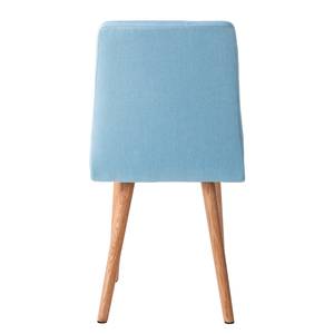 Chaise capitonnée Doskie I Tissu / Chêne massif - Tissu Zea: Bleu pastel - Lot de 2