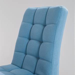 Chaise capitonnée Doskie I Tissu / Chêne massif - Tissu Zea: Bleu pastel - Lot de 2