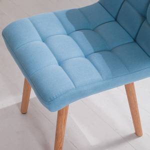 Chaise capitonnée Doskie I Tissu / Chêne massif - Tissu Zea: Bleu pastel - Lot de 2