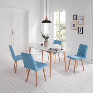 Gestoffeerde stoel Doskie I geweven stof/massief eikenhout - Geweven stof Zea: Pastelblauw - 2-delige set
