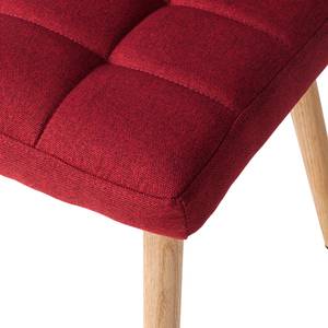 Chaise capitonnée Doskie I Tissu / Chêne massif - Tissu Zea: Rouge cerise - Lot de 2