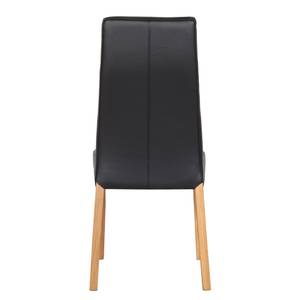 Gestoffeerde stoelen Saleno II echt leer - Zwart /lichte eikenhouten look
