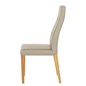 Chaises rembourrées Elanas (lot de 2) Cuir véritable - Limon / Chêne