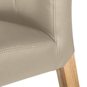 Chaises rembourrées Elanas (lot de 2) Cuir véritable - Limon / Imitation chêne clair