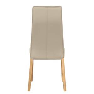 Chaises rembourrées Elanas (lot de 2) Cuir véritable - Limon / Imitation chêne clair