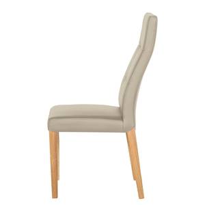 Chaises rembourrées Elanas (lot de 2) Cuir véritable - Limon / Imitation chêne clair