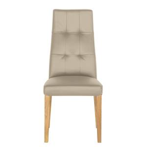 Chaises rembourrées Elanas (lot de 2) Cuir véritable - Limon / Imitation chêne clair