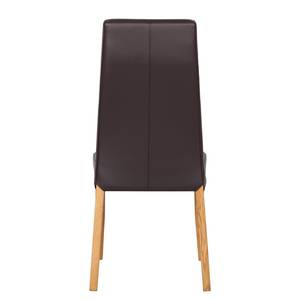 Chaises rembourrées Elanas (lot de 2) Cuir véritable - Marron foncé / Chêne