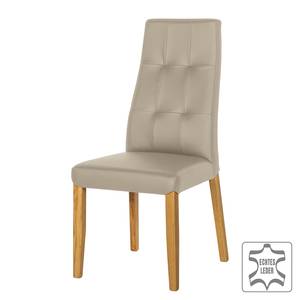 Chaises rembourrées Elanas (lot de 2) Cuir véritable - Limon / Chêne