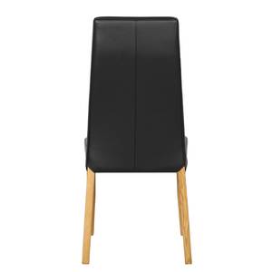 Gestoffeerde stoelen Saleno II echt leer - Zwart/eikenhoutkleurig