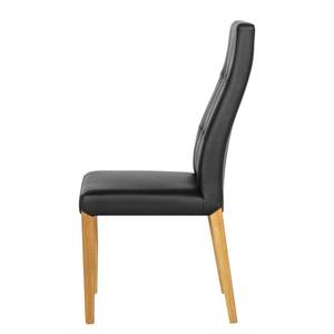 Gestoffeerde stoelen Saleno II echt leer - Zwart/eikenhoutkleurig