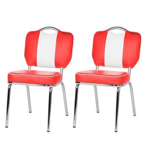 Gestoffeerde stoelen Elvis rood/wit - Rood/wit