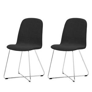 Chaises rembourrées Eske I (lot de 2) Tissu / Acier chromé - Tissu Vesta : Anthracite