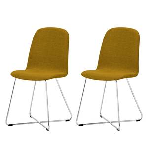 Gestoffeerde stoelen Eske I geweven stof/verchroomd staal - Stof Vesta: Geel