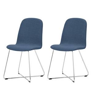 Chaises rembourrées Eske I (lot de 2) Tissu / Acier chromé - Tissu Vesta : Bleu clair