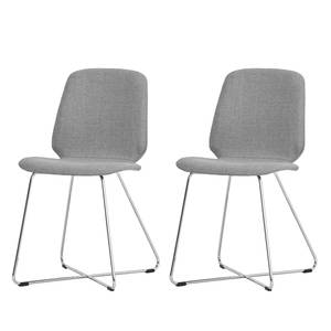 Chaises rembourrées Eske II (lot de 2) Tissu / Métal chromé - Tissu Vesta : Gris foncé