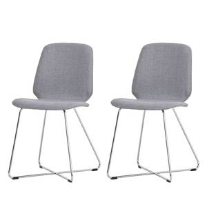 Chaises rembourrées Eske II (lot de 2) Tissu / Métal chromé - Tissu Vesta : Gris