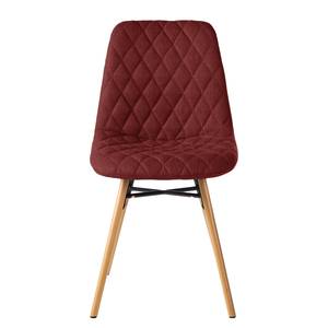 Chaises capitonnées Farelas Tissu / Hêtre massif - Tissu Cors: Rouge foncé - Lot de 2