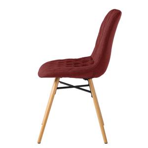 Chaises capitonnées Farelas Tissu / Hêtre massif - Tissu Cors: Rouge foncé - Lot de 2