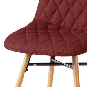 Chaises capitonnées Farelas Tissu / Hêtre massif - Tissu Cors: Rouge foncé - Lot de 2