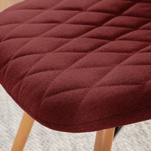 Gestoffeerde stoel Farelas geweven stof/massief beukenhout - Geweven stof Cors: Donkerrood - 2-delige set