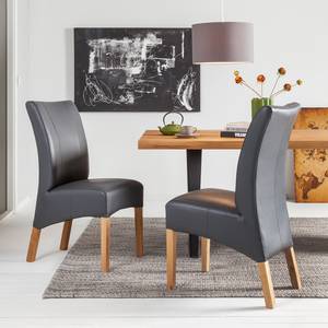 Gestoffeerde stoelen Fauna (2-delige set) - kunstleer - kunstleer - Eikenhout/grijs