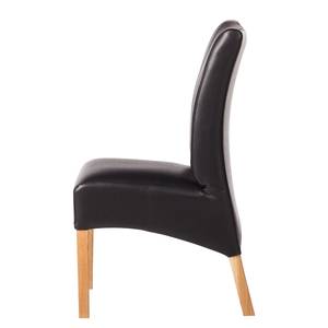 Chaises capitonnées Fauna (lot de 2) Imitation cuir Noir - Noir / Chêne