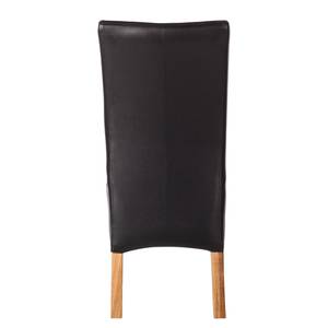 Chaises capitonnées Fauna (lot de 2) Imitation cuir Noir - Noir / Chêne