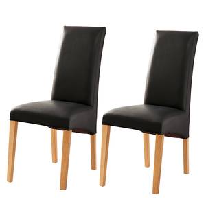 Gestoffeerde stoelen Foxa (set van 2) zwart kunstleer - Zwart - Lichte beukenhout