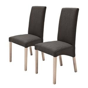 Chaises capitonnée Foxa (lot de 2) Textile - Marron gris/ Chêne de Sonoma