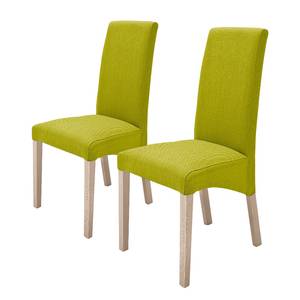 Gestoffeerde stoelen Foxa (set van 2) geweven stof - Kiwigroen/Sonoma eikenhoutkleurig