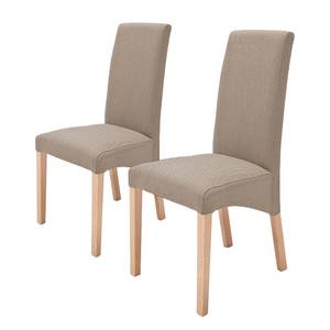 Gestoffeerde stoelen Foxa (set van 2) geweven stof - Taupe/beukenhout