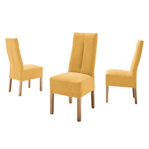 Chaises capitonnées Funny (lot de 2) Imitation cuir - Curry / Chêne