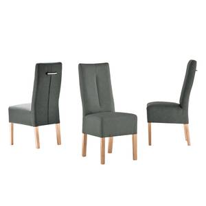 Chaises capitonnées Funny II (lot de 2) Cuir synthétique - Anthracite / Hêtre